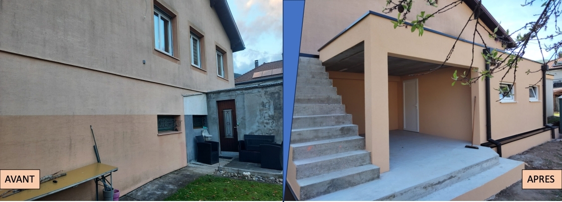 Extension de la maison de Mme M et M K à Buhl avec un toit terrasse