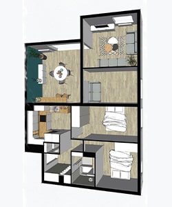 plan 3D maison architecte