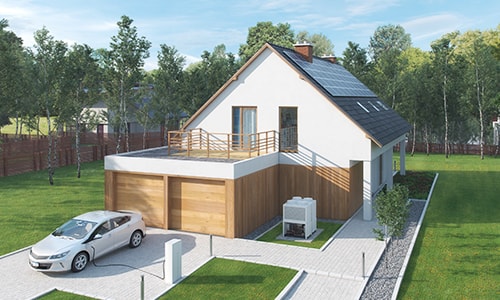double garage en bois avec toit plat