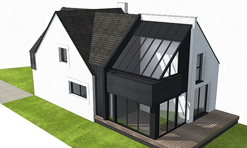 plan perspective 3D maison passive